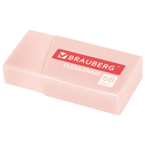 Ластик BRAUBERG "PASTEL MATTE", 50х24х10 мм, прямоугольный, картонный держатель, экологичный ПВХ, ассорти, 272729