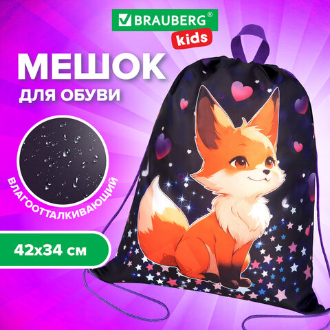 Мешок для обуви BRAUBERG KIDS, с петлей, 42х34 см, "Fairy fox", 273433