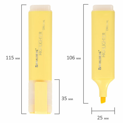 Набор текстовыделителей 4 ЦВЕТА, BRAUBERG "ORIGINAL PASTEL", линия письма 1-5 мм, 151697