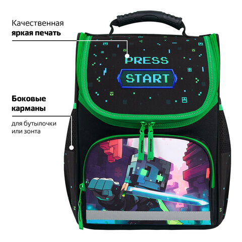 Ранец ПИФАГОР BASIC, 1 отделение, 3 кармана, эргономичная спинка, "Sharp sword", 35х28х18 см, 273138