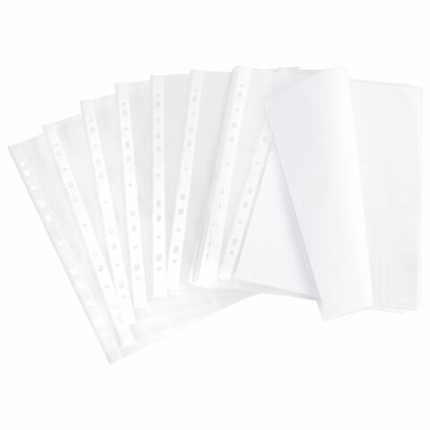 Папки-файлы перфорированные А4 BRAUBERG "EXTRA 1100", КОМПЛЕКТ 50 шт., матовые, ПЛОТНЫЕ, 110 мкм, 229673