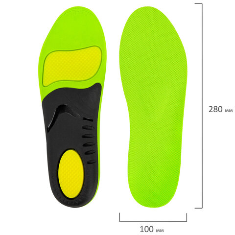 Стельки для кроссовок СПОРТИВНЫЕ КАРКАСНЫЕ, материал PU PRO SPORT, размер RU 42-43 / EU 43-44, с линиями выреза, SHEGRA (ШЕГРА), 700768