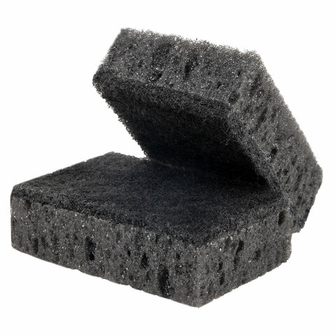 Губки для посуды 9,8х6,6х3 см, КОМПЛЕКТ 10 шт., SQUARE BLACK, КРУПНОПОРИСТЫЙ поролон с абразивным слоем, LAIMA, 608648