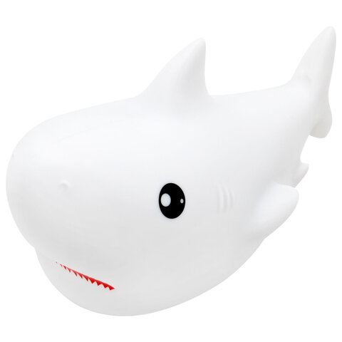 Ночник силиконовый LED "Акула" 190x91x103 мм, белый свет/RGB, таймер, USB, аккумулятор 1200 мАч, DASWERK (ДАСВЕРК), 238940