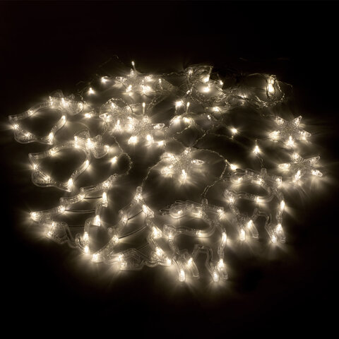 Электрогирлянда-занавес комнатная 3х1 м, 120 LED, с насадками, вид: "Фигурки", тёплый белый, 220V, контроллер, ЗОЛОТАЯ СКАЗКА, 591361