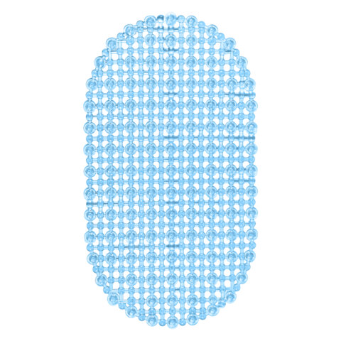 Коврик для ванны противоскользящий 68х39 см, "Молекулы", овальный, голубой, ПВХ, PRIMILA (ПРИМИЛА), 700388