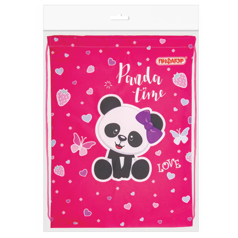 Мешок для обуви ПИФАГОР, 1 отделение, 42х34 см, "Panda time", 271601