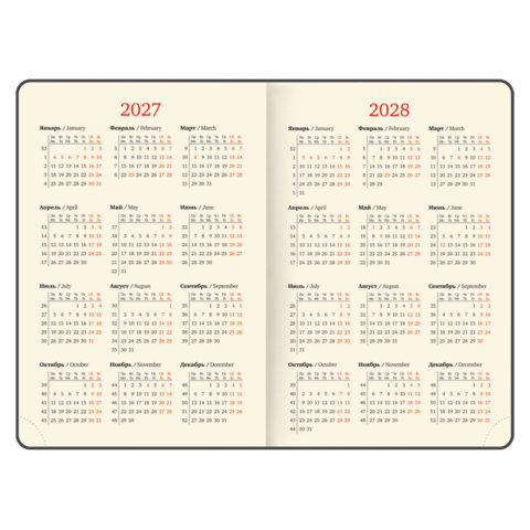 Ежедневник датированный 2027, А5, 143х218 мм, BRAUBERG "Journal", под кожу, ремешок, красный, 118050