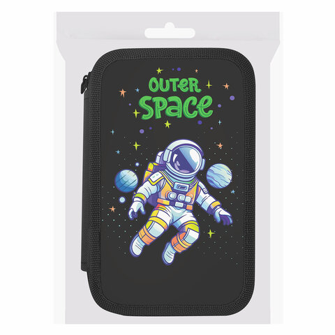 Пенал ПИФАГОР, 3 отделения, ламинированный картон, 19х11 см, "Outer space", 273488