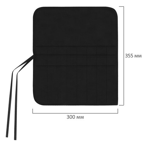 Пенал-скрутка органайзер для кистей и инструментов, 16 ячеек, черный, BRAUBERG ART DEBUT, 272992