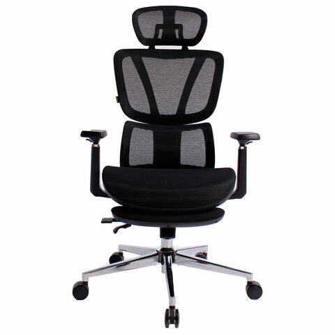 Кресло BRABIX PREMIUM "Evolution ER-700", подножка, слайдер, синхромеханизм, сетка, черное, 532947