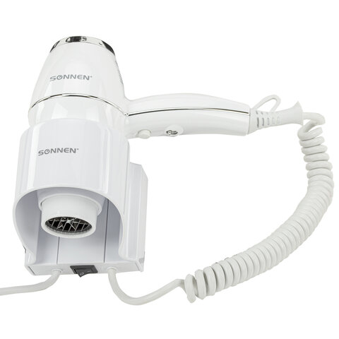 Фен для волос настенный SONNEN HD-2206 SUPER POWER, 1850 Вт, белый, 3 температурных режима, 608482