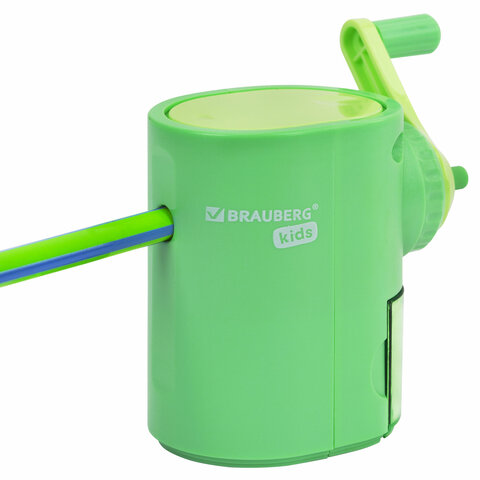 Точилка механическая BRAUBERG KIDS, для простых и цветных карандашей, корпус мятный, крепление к столу, 272003