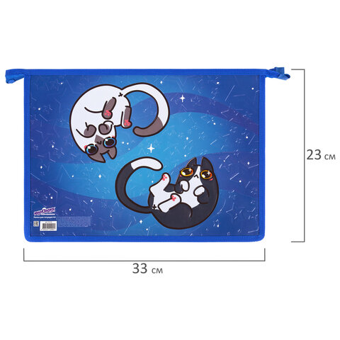 Папка для тетрадей ЮНЛАНДИЯ А4, 1 отделение, картон/пластик, конгрев, на молнии, "Ying Yang", 272132