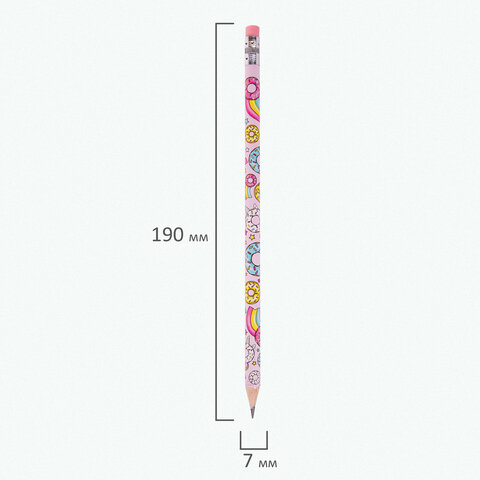 Карандаш чернографитный ЮНЛАНДИЯ "СЛАДКИЕ ИСТОРИИ", 1 шт., HB, с ластиком, корпус с печатью, 181750