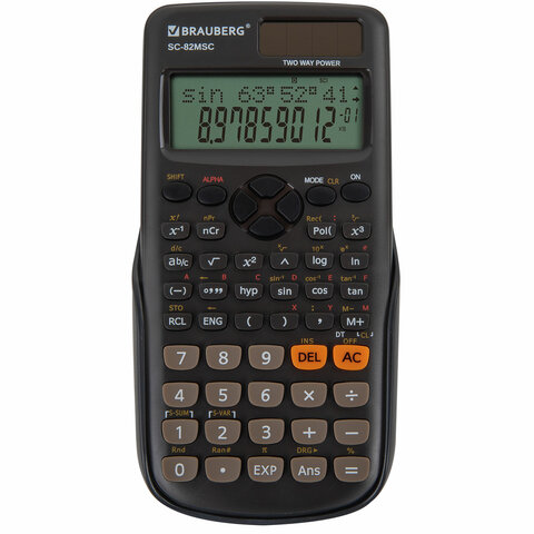Калькулятор инженерный BRAUBERG SC-82MSС (165х84 мм), 240 функций, 10+2 разрядов, двойное питание, 271722
