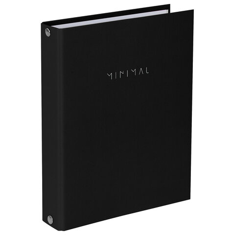 Тетрадь на кольцах А5 175х215 мм, 120 л., твердый картон, клетка, BRAUBERG "Minimal black", 404713