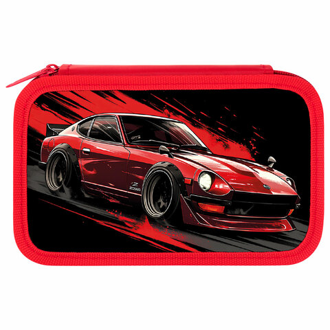 Пенал ПИФАГОР, 3 отделения, ламинированный картон, 19х11 см, "Red road", 273490