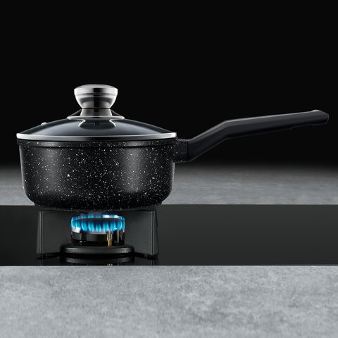 Ковш 1,6 л с крышкой и ручкой, пятислойное антипригарное покрытие, ГАРДАРИКА "Орион", 1616-04-10, 1616-18-10