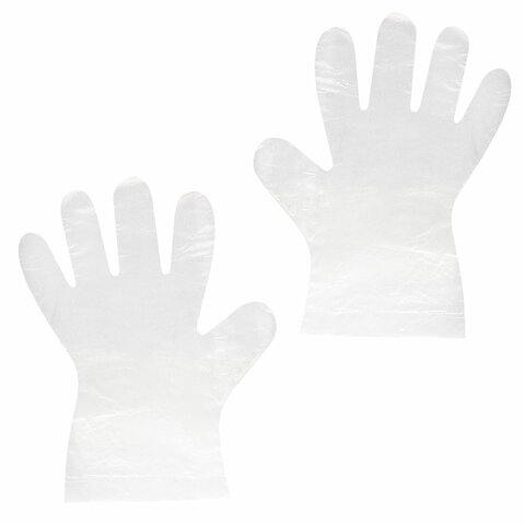 Перчатки полиэтиленовые, КОМПЛЕКТ 50 пар (100 штук), размер М (средний), 6 микрон, LAIMA, 606879