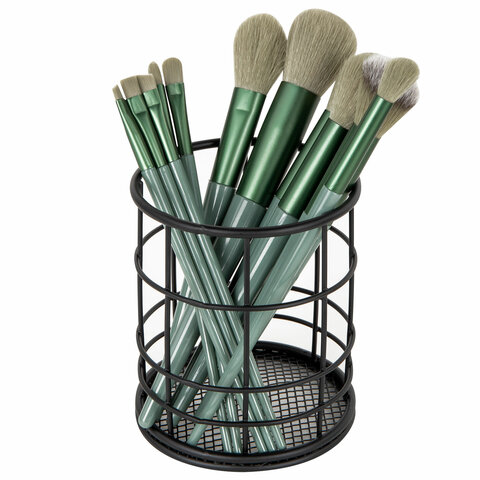 Органайзер стаканчик для косметики и мелочей MONTE VITA (МОНТЕ ВИТА), металлический, 100х90 мм, черный, 272487