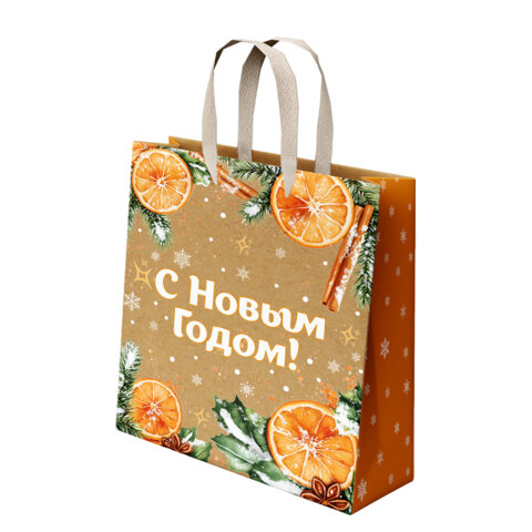 Пакет подарочный (1шт) новогодний, 18х10х23см, "Зимнее волшебство", крафт, ассорти, ЗОЛОТАЯ СКАЗКА, 592435