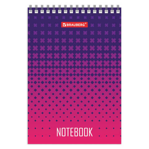 Блокнот МАЛЫЙ ФОРМАТ А6 97х145 мм, 80 л., гребень, картон, клетка, BRAUBERG, "Геометрия", 129834