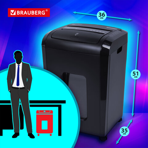 Уничтожитель (шредер) с автоподачей BRAUBERG AUTO 150M, 5 уровень секретности, 6 листов, корзина 25 литров, 532155