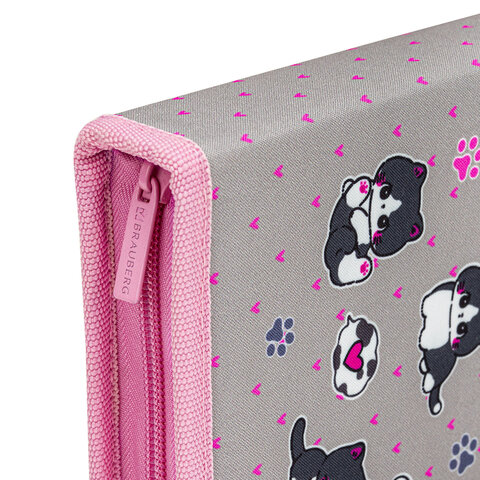 Пенал BRAUBERG, 1 отделение, полиэстер, 21х14 см, "Cat patches", 272327