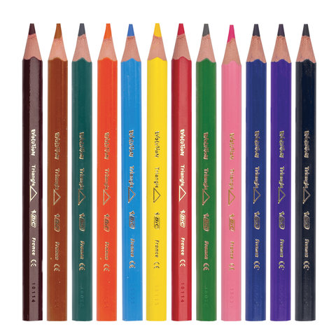 Карандаши цветные утолщенные BIC "Kids Evolution Triangle", 12 цветов, трехгранные, грифель 4 мм, 8297356, 82973511