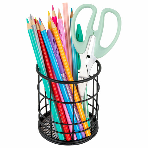 Органайзер стаканчик для косметики и мелочей MONTE VITA (МОНТЕ ВИТА), металлический, 100х90 мм, черный, 272487