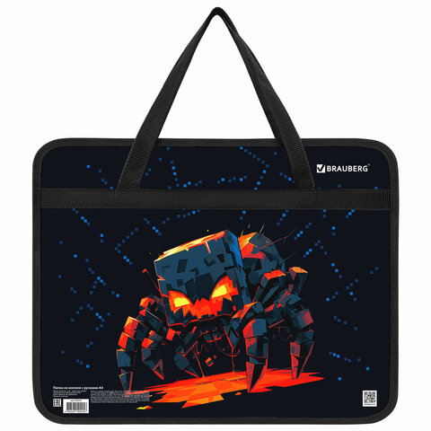 Папка на молнии с ручками BRAUBERG А4, 1 отделение, пластик, 80 мм, "Fire spider", 273374