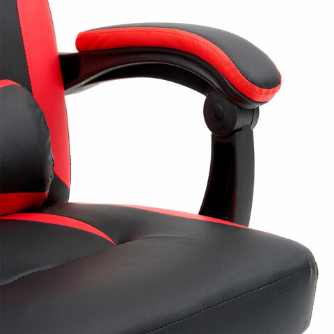 Кресло компьютерное CROMEX (КРОМЕКС) "Start GM-105", две подушки, экокожа, черное/красное, 532957