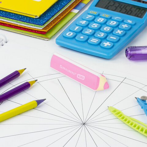 Ластики фигурные BRAUBERG KIDS "Карандашики", НАБОР 4 ШТУКИ, пакет, 271996