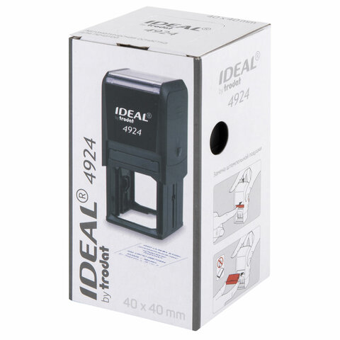 Оснастка для печатей, оттиск D=40 мм и штампов 40х40 мм, синий, TRODAT IDEAL 4924, корпус черный, крышка, подушка, 52899