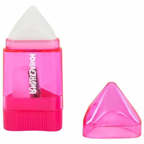 Точилка ЮНЛАНДИЯ "Карандашик" с контейнером и ластиком 2 в 1, НАБОР 4 ШТУКИ, 272508