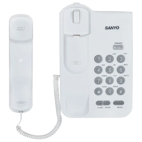 Телефон проводной SANYO RA-S108W, тональный / импульсный режим, повтор, белый