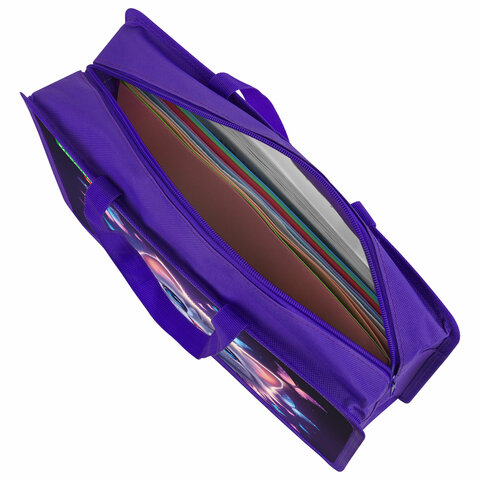 Папка на молнии с ручками BRAUBERG KIDS А4, 1 отделение, пластик, 100 мм, "Curious cat", 273376