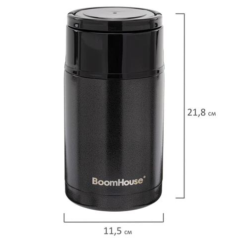 Термос 1 л для еды/напитков с широким горлом, BOOMHOUSE (БУМХАУС) LUNCH, нержавеющая сталь SUS304, черный, 700327