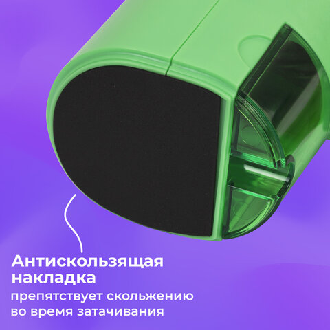Точилка механическая BRAUBERG KIDS, для простых и цветных карандашей, корпус мятный, крепление к столу, 272003
