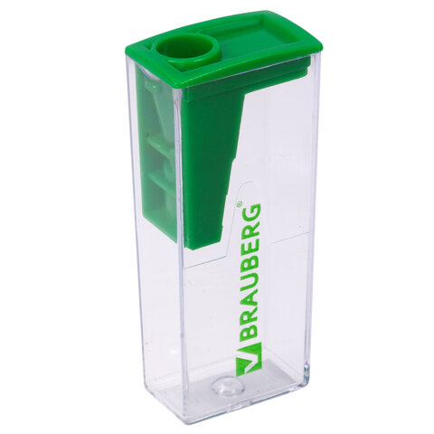 Точилка BRAUBERG "Assistant", с контейнером, пластиковая, корпус ассорти, 228451