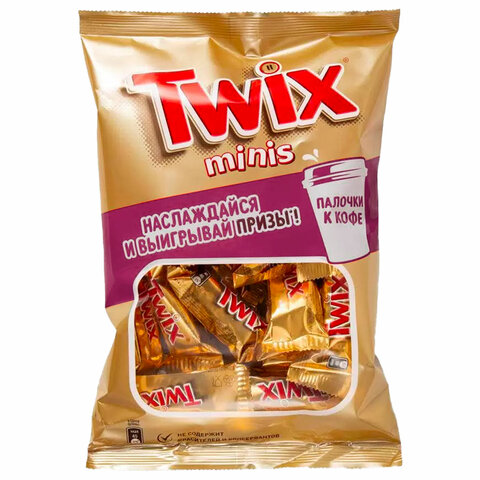 Батончики мини TWIX "Minis" печенье с карамелью в молочном шоколаде, 184 г, 2263