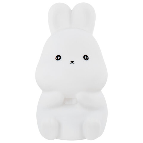 Ночник силиконовый LED "Зайчик" 54x63x95 мм, белый свет/RGB, на батарейках (в комплекте), DASWERK (ДАСВЕРК), 238933