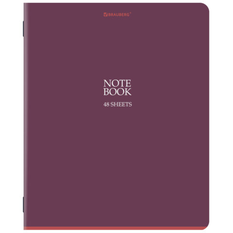 Тетрадь А5, 48 л., BRAUBERG, скоба, клетка, SoftTouch, "NoteBookMono", (микс в спайке), 405325