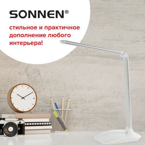 Настольная лампа / светильник SONNEN PH-3607, на подставке, LED, 9 Вт, металлический корпус, серый, 236686