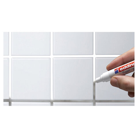 Маркер для затирки плиточных швов EDDING 8200, БЕЛЫЙ, 2-4 мм, запасные наконечники, E-8200/49