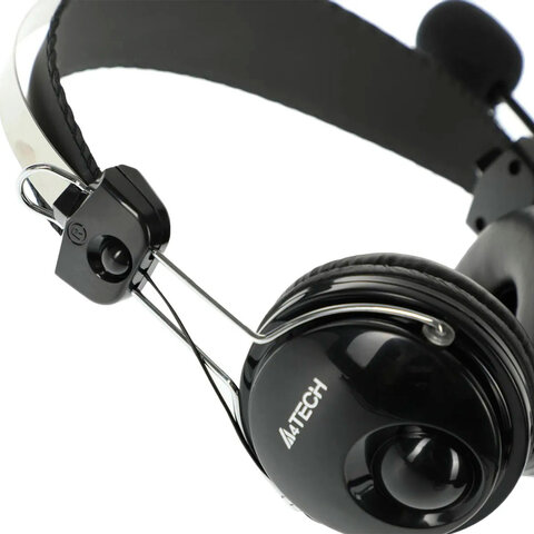 Наушники с микрофоном (гарнитура) A4TECH HU-7P, проводные, 2 м, USB, черные, 1379906