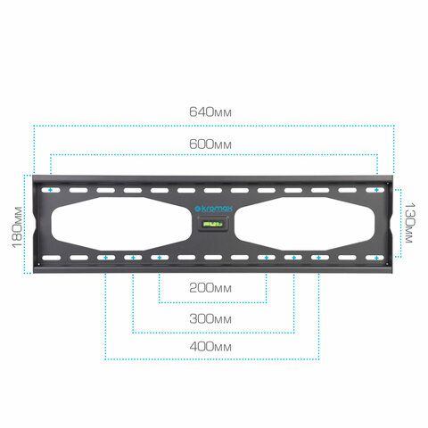 Кронштейн-крепление для ТВ настенный KROMAX STAR-11, VESA 75-600/400, 32-65", 0 степеней свободы, до 50 кг, серый, 20159