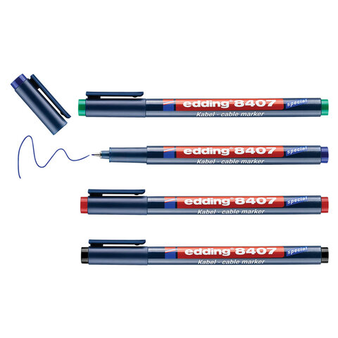 Маркеры для кабелей различных видов EDDING 8407 НАБОР 4 шт., АССОРТИ, 0,3 мм, E-8407/4S