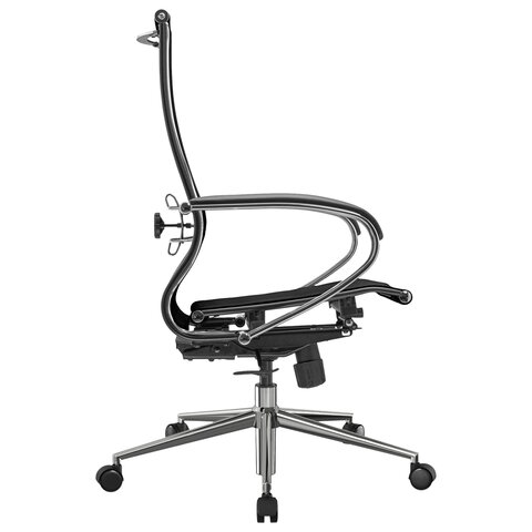 Кресло офисное МЕТТА "К-9" хром, прочная сетка, сиденье и спинка регулируемые, черное